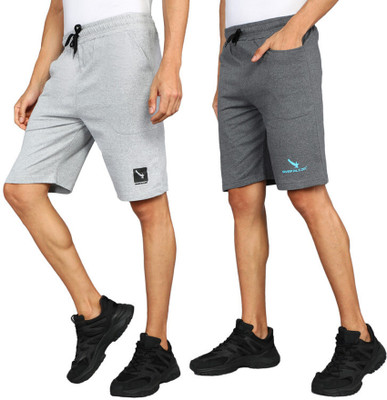 GYRFALCON Self Design Men Silver, Grey Regular Shorts