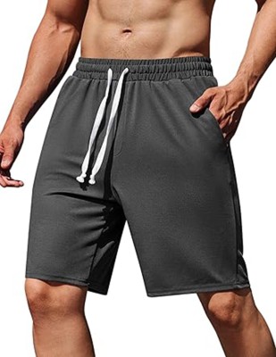 West Gate Clothing Solid Men Dark Grey Regular Shorts