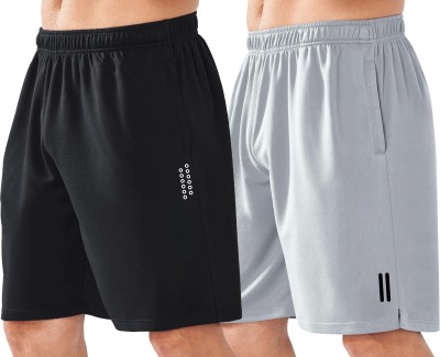 Kartblack Self Design Men Grey, Black Casual Shorts