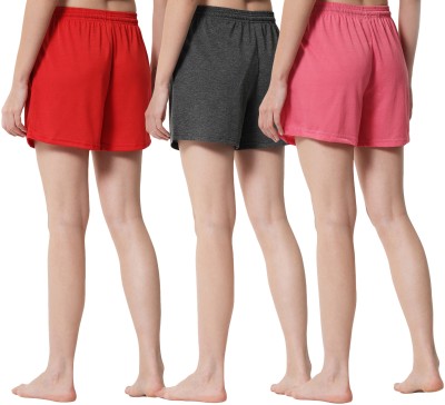 Fflirtygo Solid Women Red, Dark Grey, Pink Regular Shorts