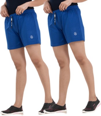 STYLE AK Solid Women Blue, Blue Regular Shorts