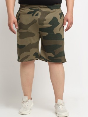 PLUSS Printed Men Green Regular Shorts