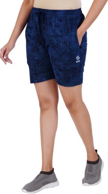 Guide Printed Women Dark Blue Regular Shorts