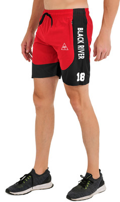 Black river Solid, Self Design Men Red Gym Shorts, Regular Shorts, Running Shorts