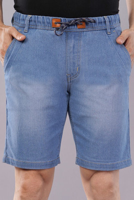 NIVASU Solid Men Light Blue Denim Shorts