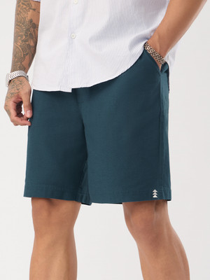 The Souled Store Solid Men Dark Green Bermuda Shorts