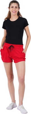 Blacktail Solid Women Red Running Shorts