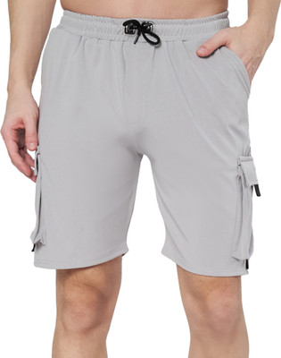 Mehrang Self Design Men Grey Sports Shorts