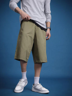 Roadster Solid Men Green Regular Shorts