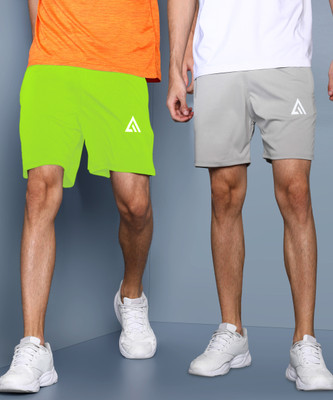 Adrenex Solid Men Grey, Light Blue Basic Shorts
