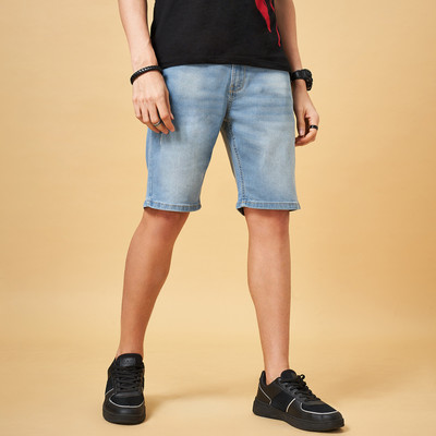 SF Jeans by Pantaloons Solid Men Blue Basic Shorts