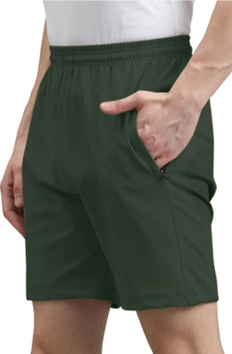 YMBRYNE Solid Men Green Basic Shorts