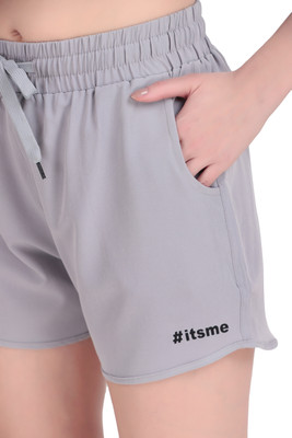 itsme Solid Women Grey Gym Shorts