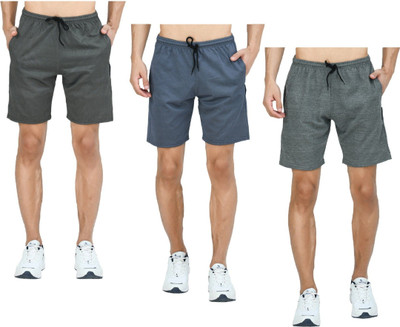 Indestar Solid Men Blue, Grey, Black Bermuda Shorts