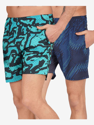 Kyk Printed Men Green, Blue Board/Swim Shorts