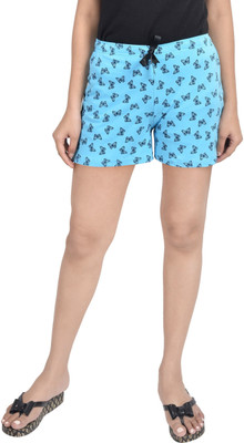 HouseOfCommon Printed Women Light Blue Regular Shorts