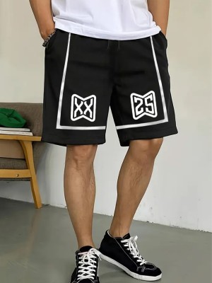 TRIPR Printed Men Black, White Regular Shorts