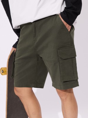 The Souled Store Solid Men Brown Basic Shorts