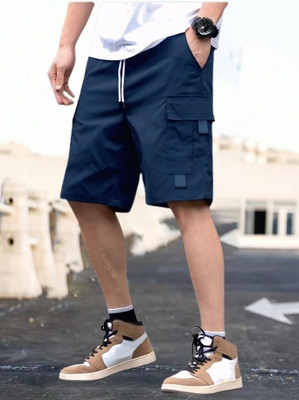 MGC MAANU Self Design Men Dark Blue Sports Shorts