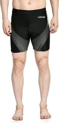 Lebami Geometric Print Men Green, Black Swim Shorts