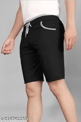 Venner Solid Men Black Gym Shorts, Night Shorts