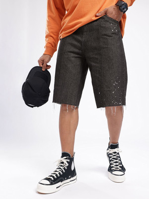 Glitchez Printed Men Black Regular Shorts