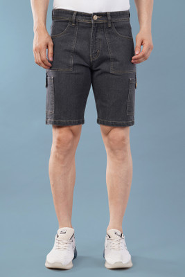 NIVASU Solid Men Grey Denim Shorts