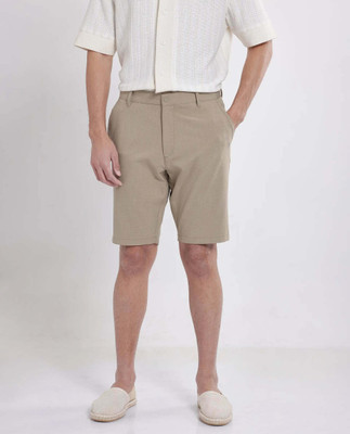 RARE RABBIT Solid Men Khaki Casual Shorts