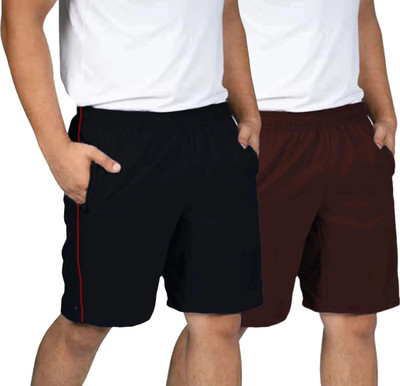Fabc Solid Men Black, Brown Basic Shorts