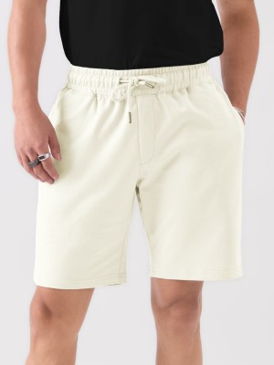 The Souled Store Solid Men White Casual Shorts