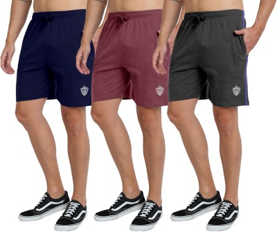 FTX Solid Men Dark Blue, Maroon, Grey Basic Shorts