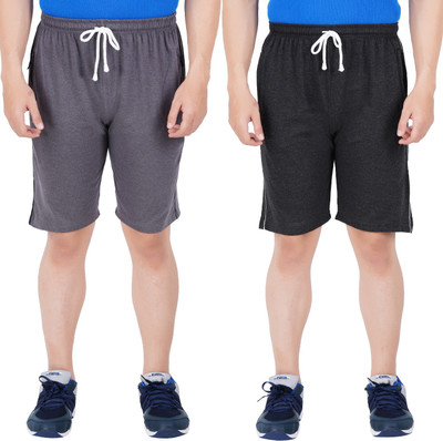 Guide Solid Men Grey, Black Regular Shorts