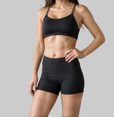 INVOKE ASIA Solid Women Black Board/Swim Shorts, Gym Shorts, Regular Shorts, Regular Shorts