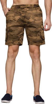 Reoutlook Military Camouflage Men Brown Cargo Shorts