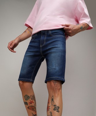 CAMPUS SUTRA Solid Men Denim Blue Denim Shorts