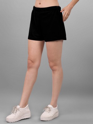 SXV STYLE Solid Women Black Basic Shorts