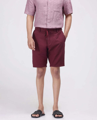 RARE RABBIT Solid Men Maroon Regular Shorts