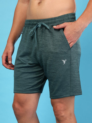 TECHNOSPORT Self Design Men Green Sports Shorts