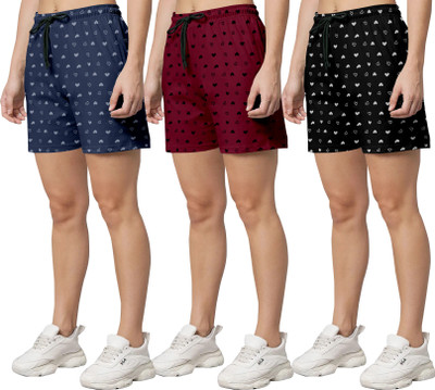 OINOZ Printed Women Multicolor Regular Shorts