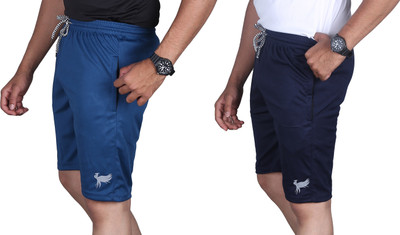 AARADH Solid Men Blue, Dark Blue Sports Shorts