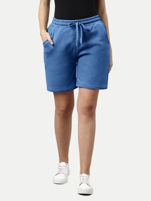radprix Solid Women Blue Basic Shorts