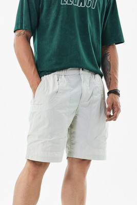 Snitch Solid Men White Casual Shorts