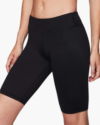 Flingr Solid Women Black Compression Shorts