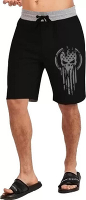 HOC Self Design, Printed Men Black Basic Shorts