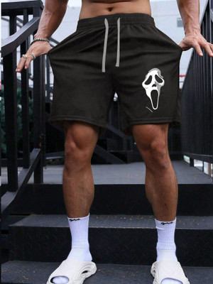 Manlino Graphic Print Men Black Basic Shorts