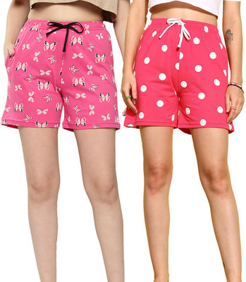 LEADING LADY Printed Women Pink, Pink Regular Shorts