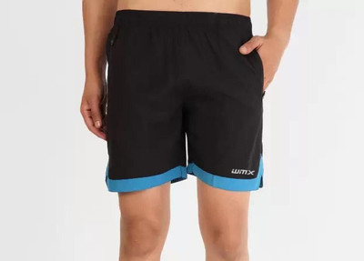 WMX Solid Men Black Casual Shorts, Regular Shorts