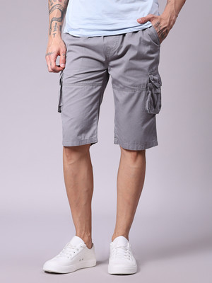 V-MART Solid Men Grey Cargo Shorts