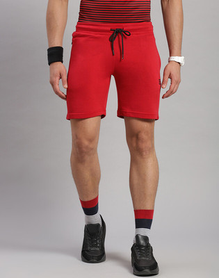 Rock.it Solid Men Red Casual Shorts