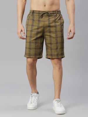 Thomas Scott Checkered Men Brown Basic Shorts